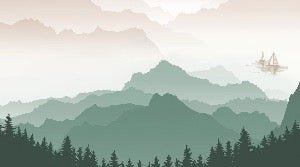 Mountain in mist wallpaper terracotta