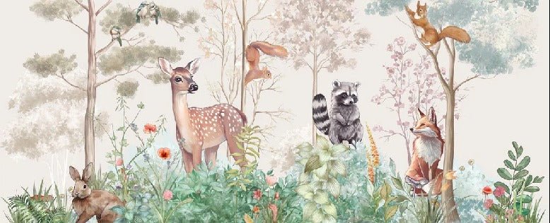 Beige magical nature children's bedroom wallpaper