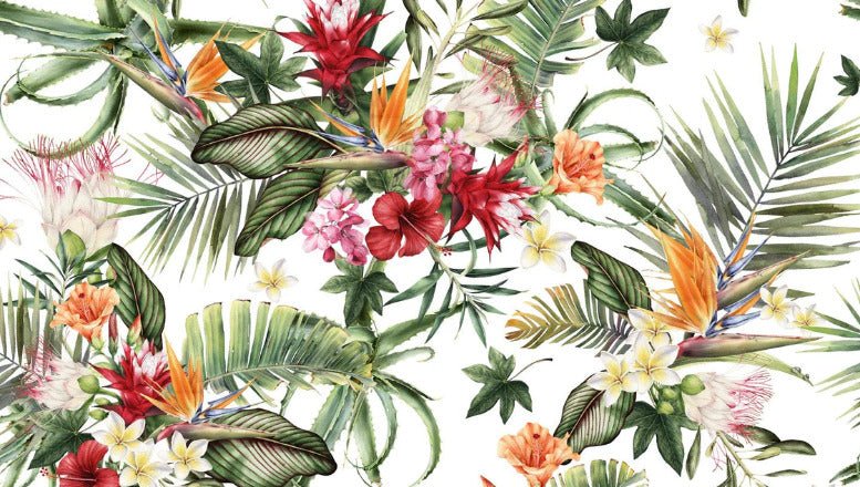 Tropical wallpaper & Colorful flowers