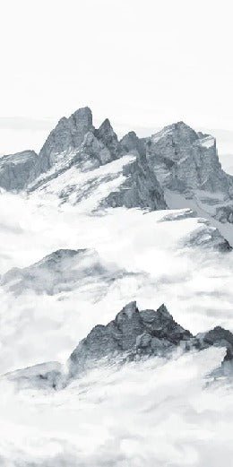 Papier peint panoramique montagne bleu, mural concept, tendance