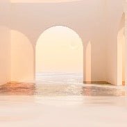 Panoramic sunset arch design wallpaper