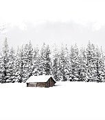 Papier peint panoramique chalet en montagne, XXL, tendance