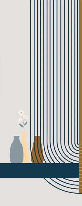 Graphic blue arch wallpaper