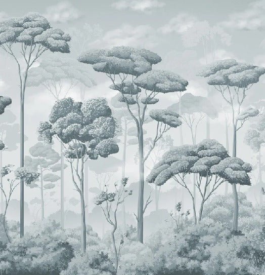 Silver-blue voluptuous pinewood panoramic wallpaper