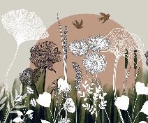 Floral illustration toilet wallpaper