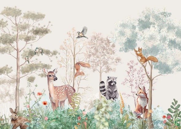 Children's bedroom wallpaper magic nature beige