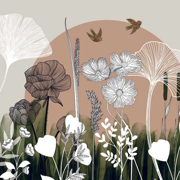 Panoramic floral wallpaper