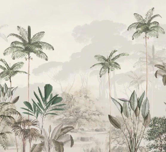 Panoramic jungle eden green wallpaper