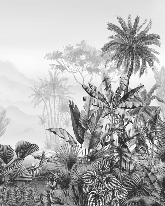Tropical black and white wallpaper