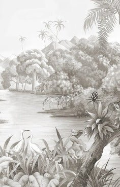 Picturesque jungle panoramic wallpaper