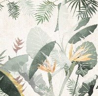 Papier peint salle de bain sur mesure végétal vert jaune, XXL, tendance