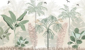 Panoramic pastel jungle wallpaper