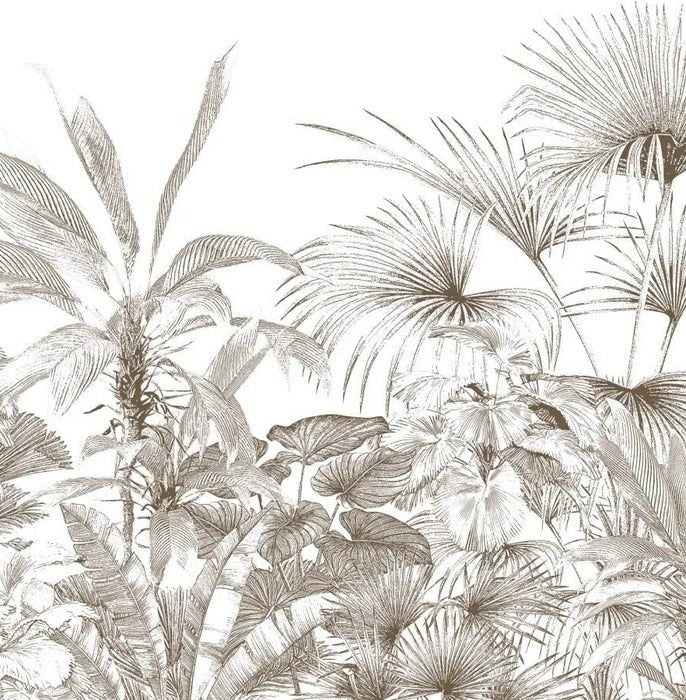 Tropical monochrome engraving wallpaper