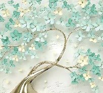 Tree 3D Green Gold Wallpaper