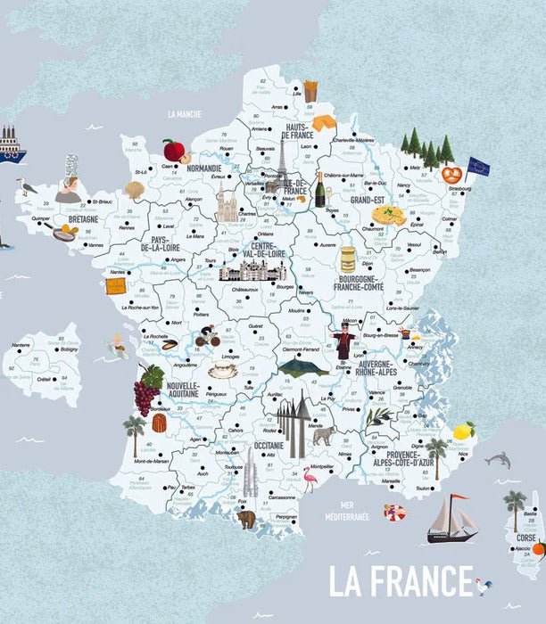 Children's map of France blue wallpaper