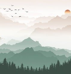 Mountain in mist wallpaper terracotta