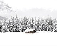 Panoramic mountain chalet wallpaper