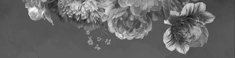 Black and white peony flower wallpaper