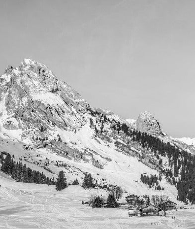 Panoramic alpine chalet wallpaper