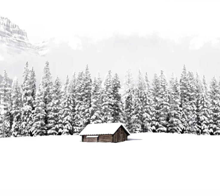 Panoramic mountain chalet wallpaper