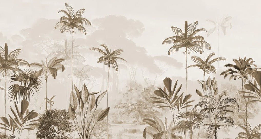Panoramic jungle eden sepia wallpaper