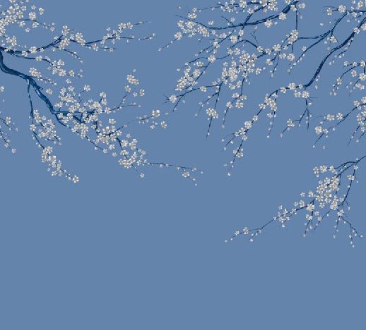 Papier peint panoramique fleur Sakura bleuté, XXL, tendance