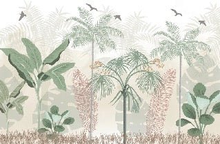 Panoramic pastel jungle wallpaper