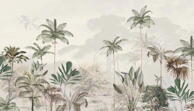 Panoramic jungle eden green wallpaper