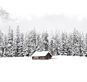 Panoramic mountain chalet wallpaper