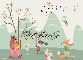 Musical animals wallpaper for kids
