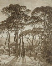 Panoramic amber Italian landscape wallpaper