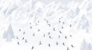 Colorful skiers mountain wallpaper