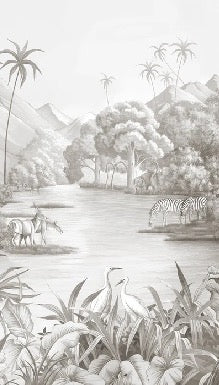 Picturesque jungle panoramic wallpaper