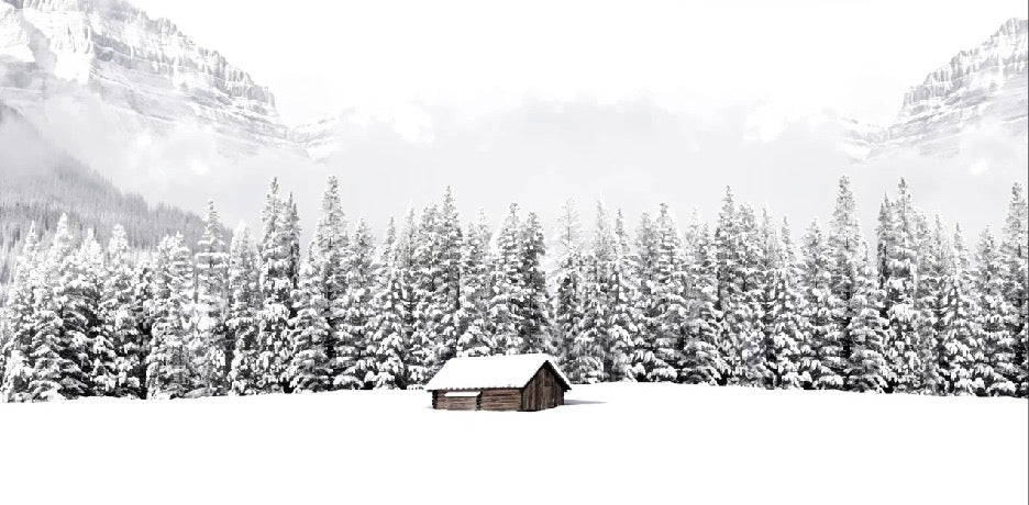 Panoramic mountain chalet wallpaper