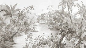 Picturesque jungle panoramic wallpaper