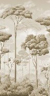 Sepia-toned voluptuous pine forest panoramic wallpaper