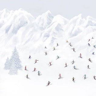 Colorful skiers mountain wallpaper