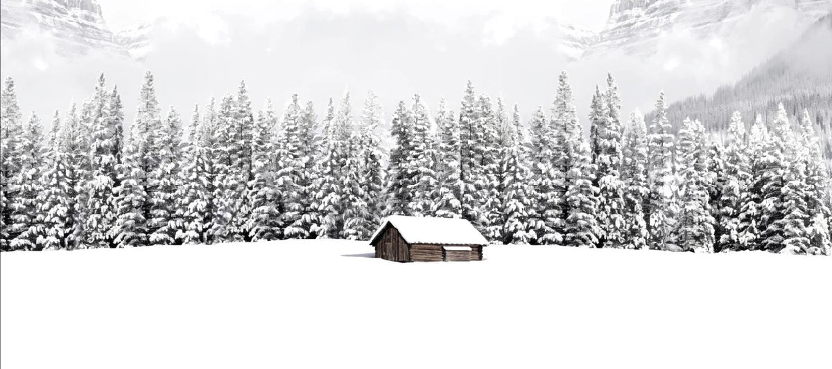 Panoramic mountain chalet wallpaper