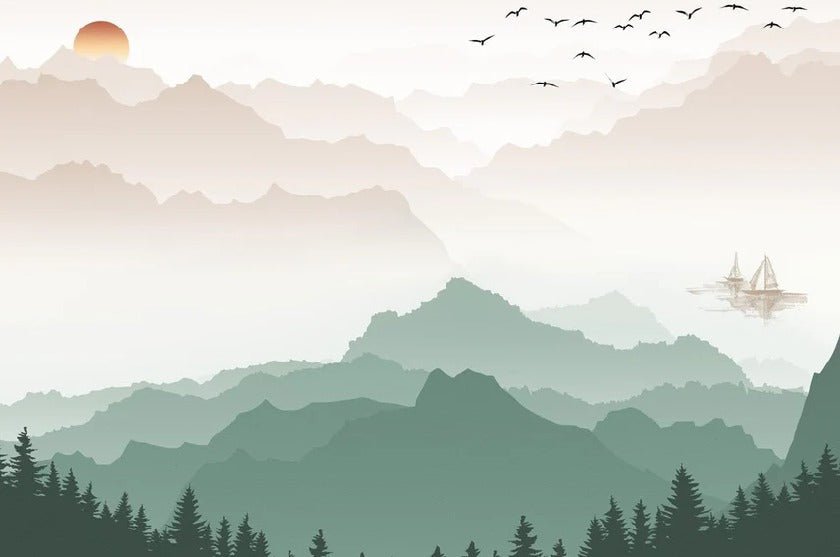 Terracotta mist mountain wallpaper