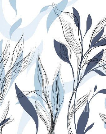 Papier peint fleur graphique bleu, XXL, tendance