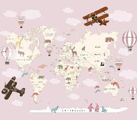 Airplane girl world map wallpaper