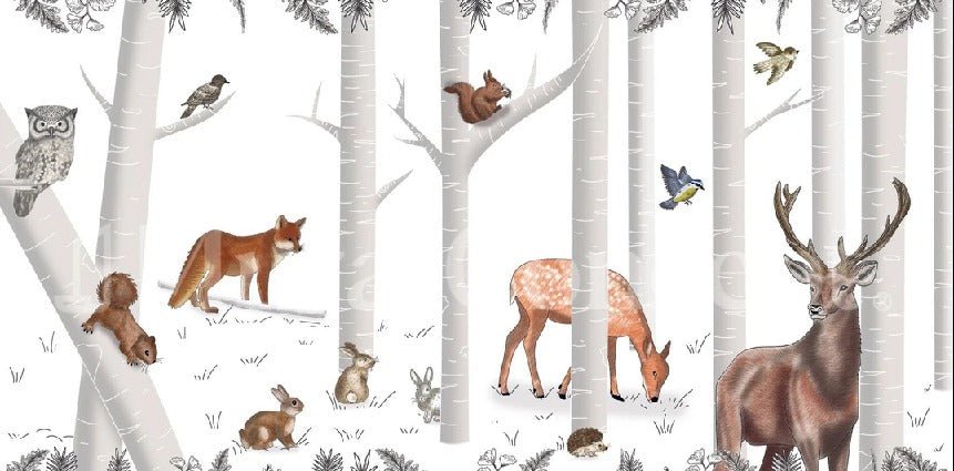 Enchanted wood and animals wallpaper