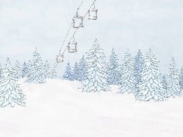 Papier peint montagnes télécabine bleu, XXL, tendance