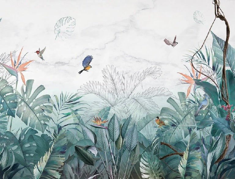 Blue marble jungle wallpaper