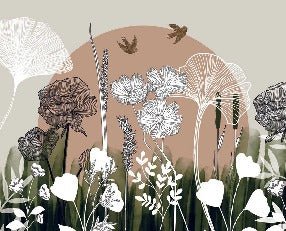 Panoramic floral wallpaper