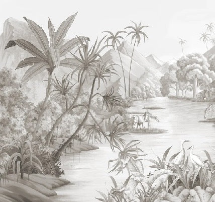 Picturesque jungle panoramic wallpaper