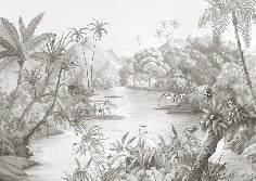 Picturesque jungle restaurant wallpaper