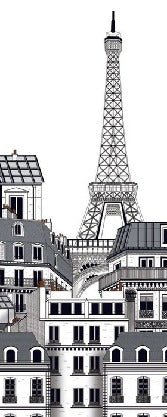 Parisian rooftops office wallpaper