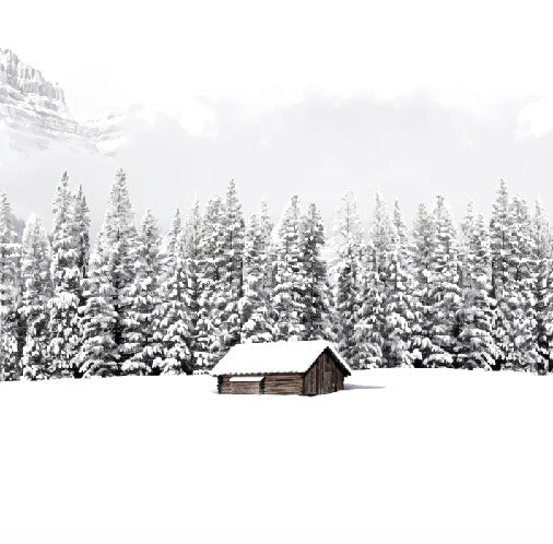 Panoramic mountain chalet wallpaper