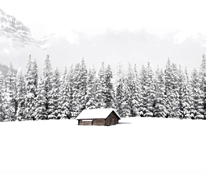 Panoramic mountain chalet wallpaper